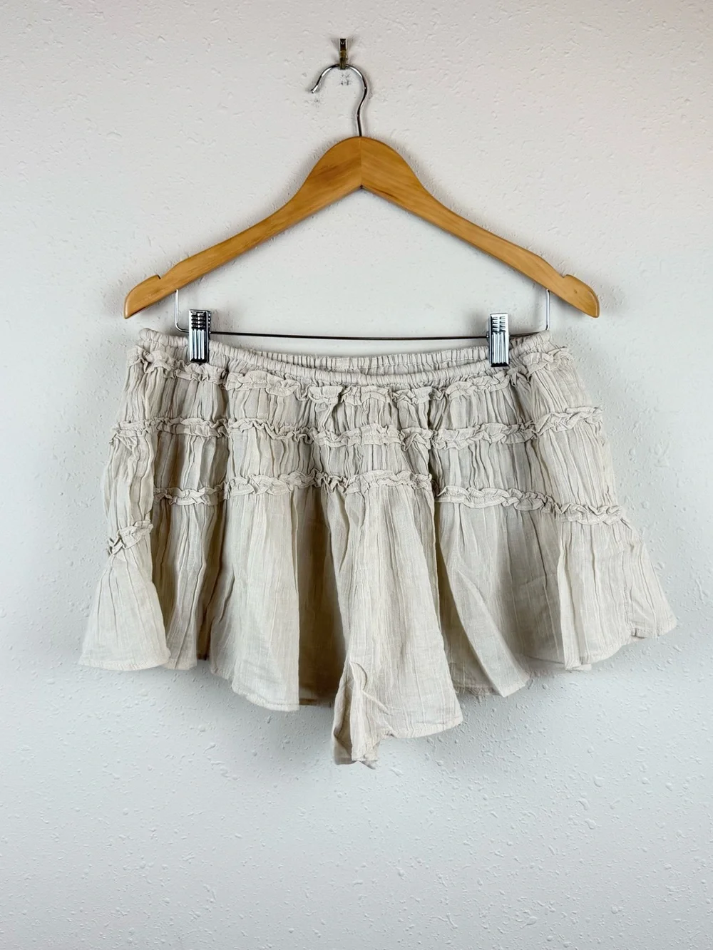 Free People Free-est Angelina Beige Ruffled 2 Piece Beach Set Sz Medium NEW